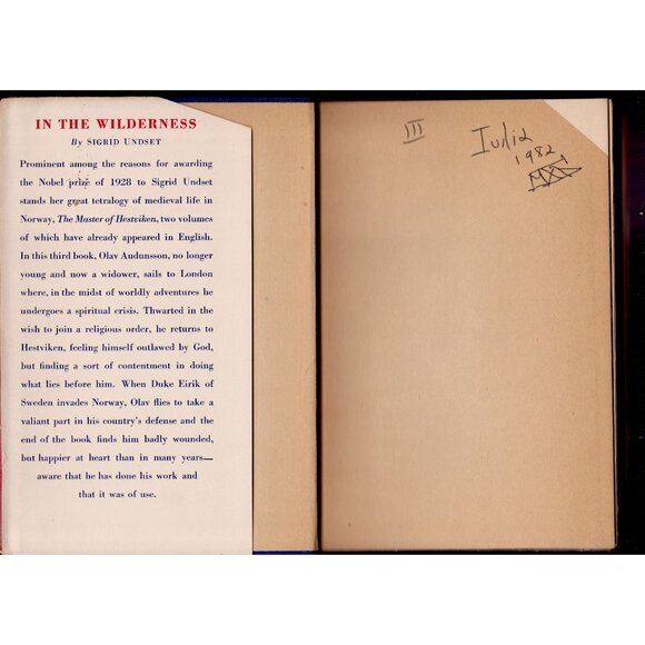 In the Wilderness Sigrid Undset 1929 Hardcover Dust Jacket Vintage Book Knopf - Picture 4 of 11
